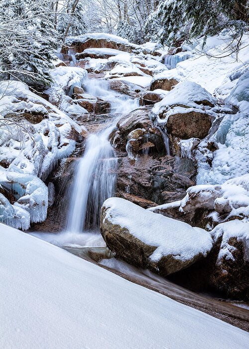 Dry Brook Greeting Card featuring the photograph Swiftwater Falls Winter by Jeff Sinon