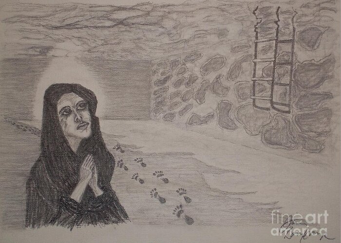 Surrealism Greeting Card featuring the drawing Swimming In Sorrows Of Life by Jim Bomkamp