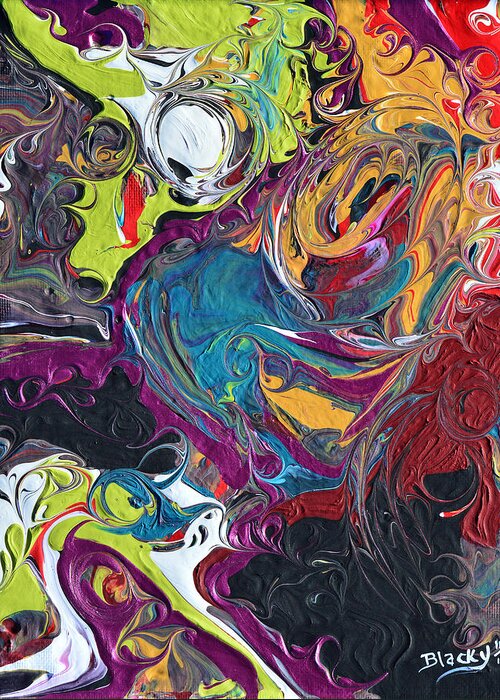 Bold Abstract Greeting Card featuring the painting Swirling Around Me by Donna Blackhall
