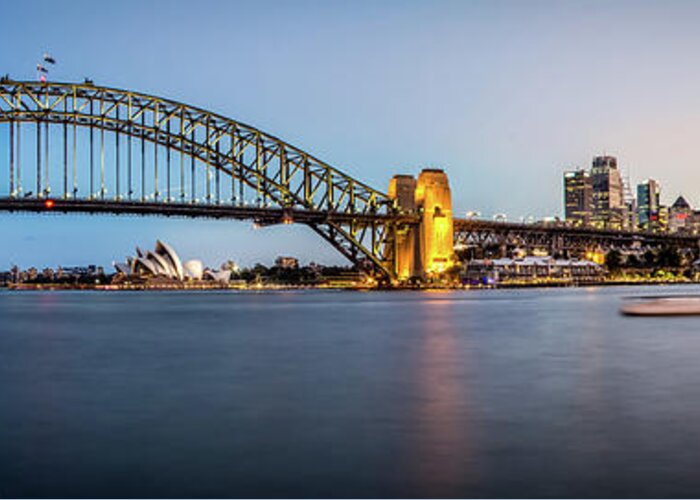 Tranquility Greeting Card featuring the photograph Sydney Evening Skyline by Image By Mike Hankey