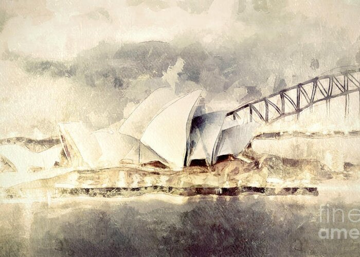 House Greeting Card featuring the painting Sydney Opera House by Shanina Conway