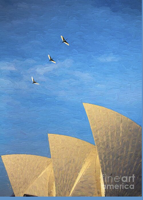 Sydney Opera House Greeting Card featuring the photograph Sydney Opera House with sacred ibis by Sheila Smart Fine Art Photography