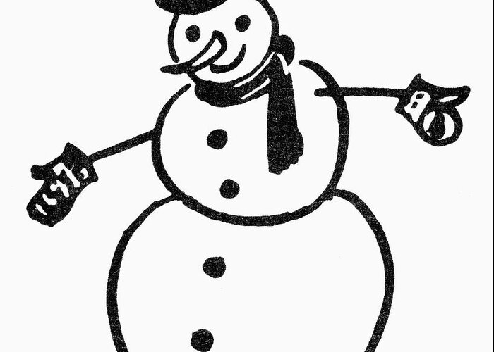 Cold Greeting Card featuring the painting Symbol Snowman by Granger
