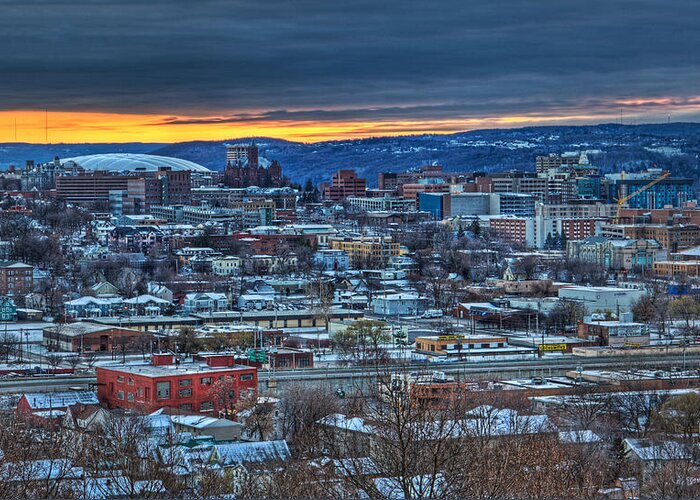 Syracuse Greeting Card featuring the photograph Syracuse at Sunset by Everet Regal