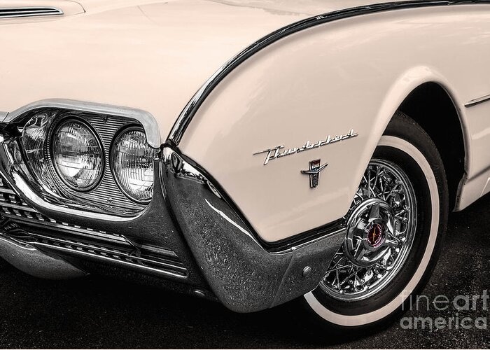 Fender Greeting Card featuring the photograph T-Bird Fender by Jerry Fornarotto