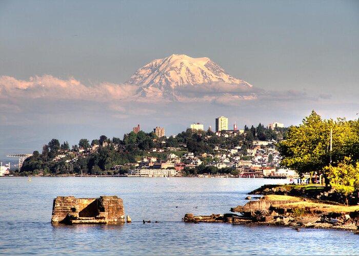 Mt Greeting Card featuring the photograph Tacoma City Skyline by Rob Green