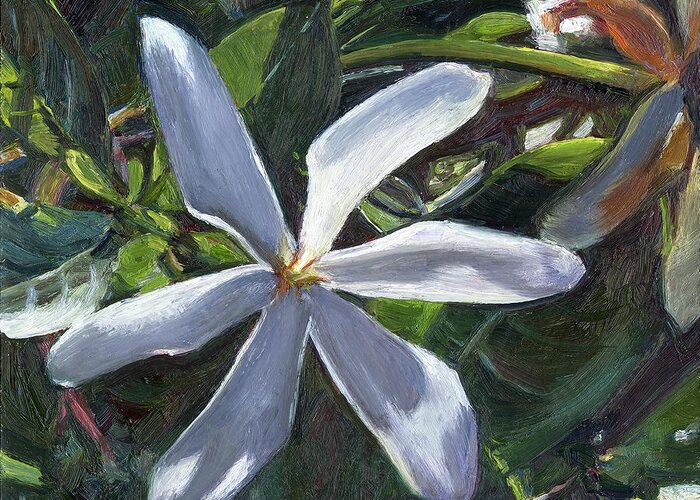 Maui Greeting Card featuring the painting Tahitian Gardenia by Stacy Vosberg