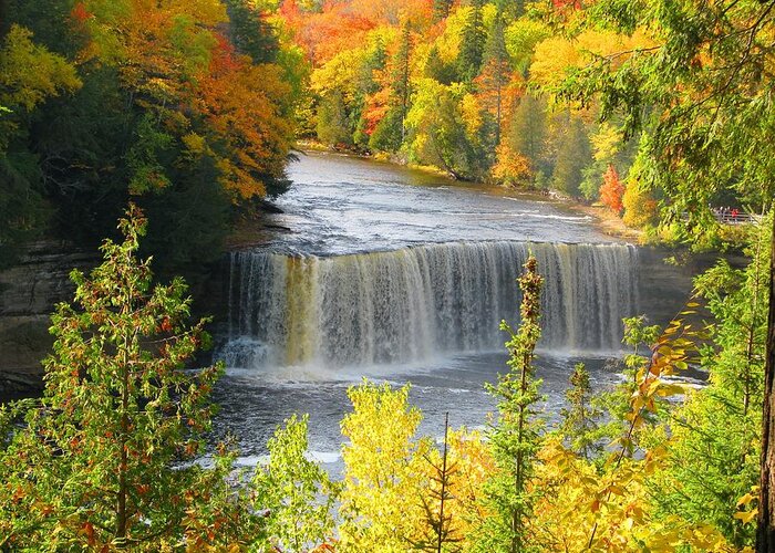 Waterfall Greeting Card featuring the photograph Tahquamenon Falls in October by Keith Stokes