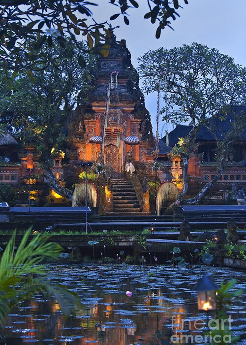 Craig Lovell Greeting Card featuring the photograph Taman Saraswati Temple Bali by Craig Lovell