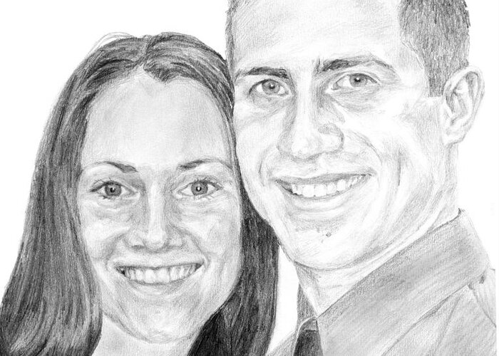 Love Greeting Card featuring the drawing Tamir and Sarah by Tamir Barkan