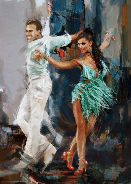Jazz Greeting Card featuring the painting Tango 4 by Mahnoor Shah