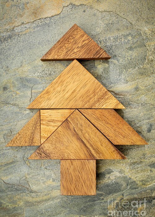 Chinese Greeting Card featuring the photograph tangram Christmas tree by Marek Uliasz