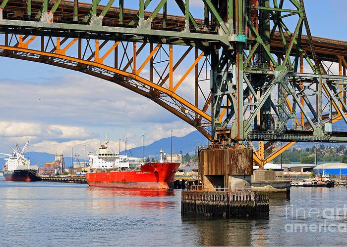 Vancouver Greeting Card featuring the photograph Tanker in Vancouver by Charline Xia