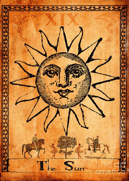 Sun Greeting Card featuring the painting Tarot Card The Sun by Cinema Photography