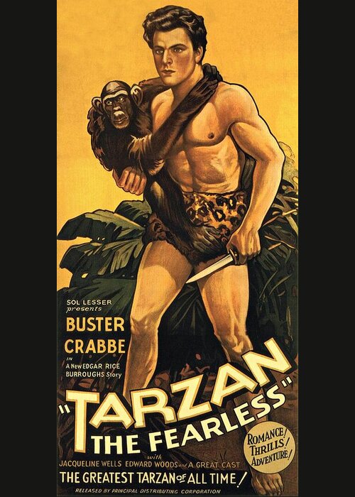 Tarzan Greeting Card featuring the photograph Tarzan the Fearless by Movie Poster Prints