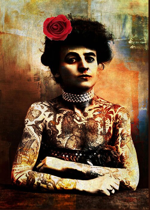 Tattoo Greeting Card featuring the photograph Tattoo Lady by Lora Mercado