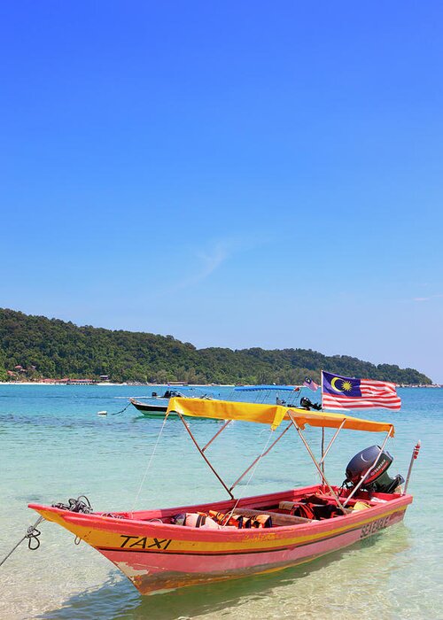 Tranquility Greeting Card featuring the photograph Taxi Boat, Perhentian Islands by Laurie Noble