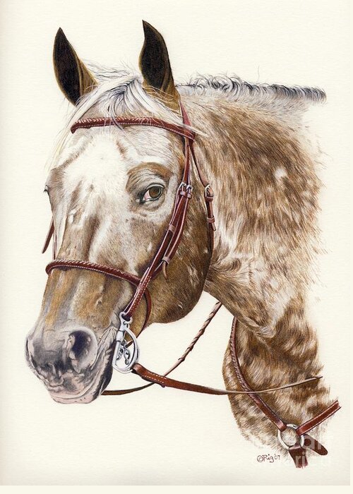 Horses Greeting Card featuring the drawing Te by Rosellen Westerhoff
