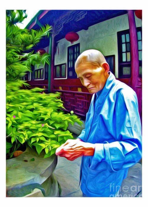 Monk Greeting Card featuring the photograph Tea Monk by Larry Mulvehill