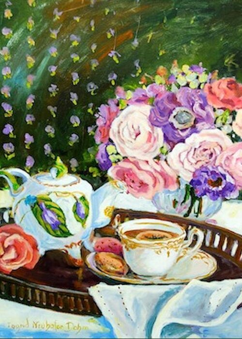 Still Life Greeting Card featuring the painting Tea Time by Ingrid Dohm