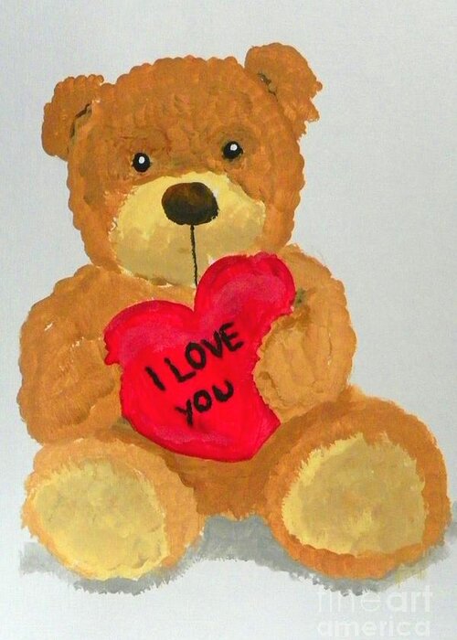 Art Greeting Card featuring the painting Teddy Bear by Marisela Mungia