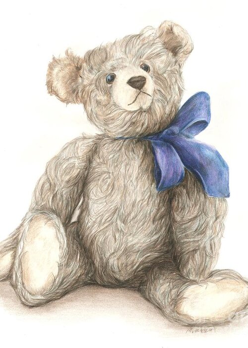 Teddy Bear Greeting Card featuring the drawing Teddy study 2 by Meagan Visser