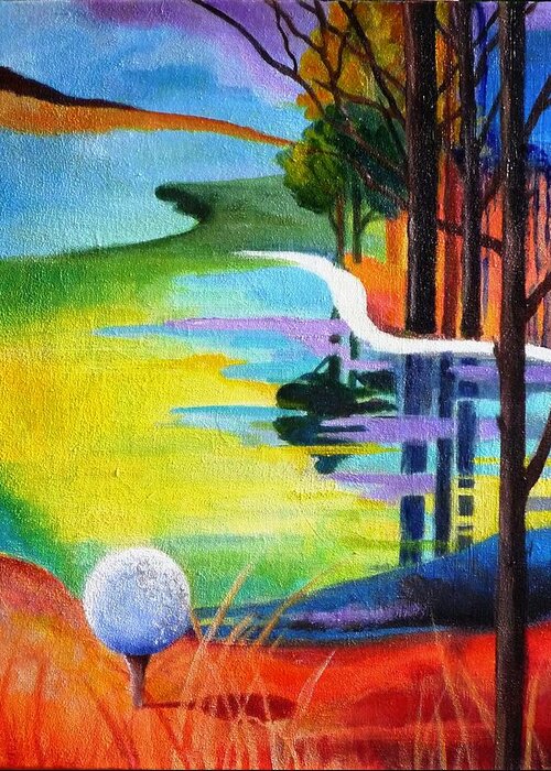 Golf Greeting Card featuring the painting Tee off mindset- golf series by Betty M M Wong