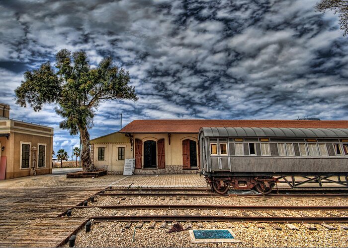 Israel Greeting Card featuring the photograph Tel Aviv old railway station by Ron Shoshani