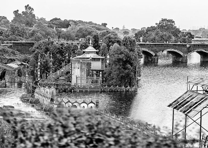 Asia Greeting Card featuring the photograph Temple by the river by John Hoey