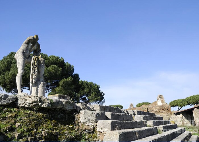 Italy Greeting Card featuring the photograph Temple of Hercules in Ostia by Brenda Kean
