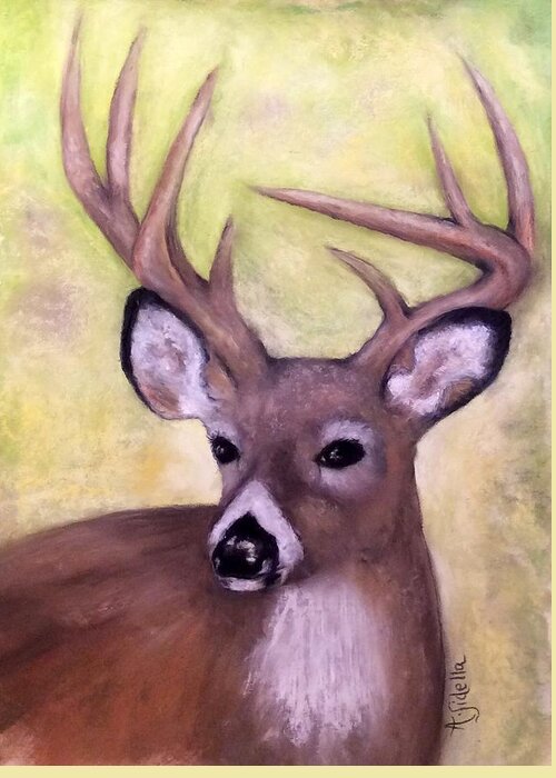 White Tailed Deer Greeting Card featuring the painting Tennessee Wild Life - Buck by Annamarie Sidella-Felts