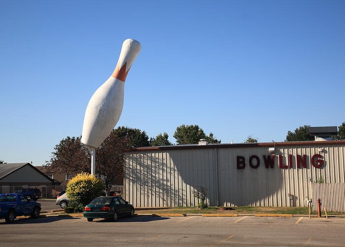 Alley Greeting Card featuring the photograph Terre Haute - Giant Bowling Pin by Frank Romeo