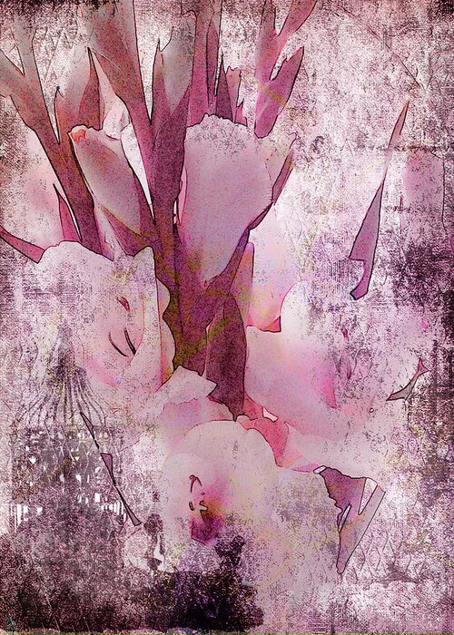 Pink Gladiolas Greeting Card featuring the photograph Textured Pink Gladiolas by Sandra Foster