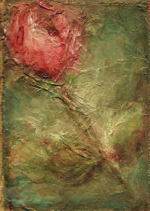 Floral Greeting Card featuring the painting Textured Rose Art by Mary Wolf