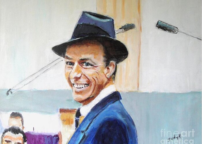 Frank Sinatra Greeting Card featuring the painting That's Life by Judy Kay