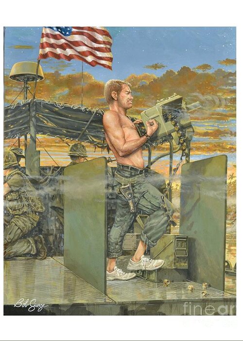  Vietnam Combat Art Greeting Card featuring the painting The 458th Transortation Co. in Vietnam. by Bob George
