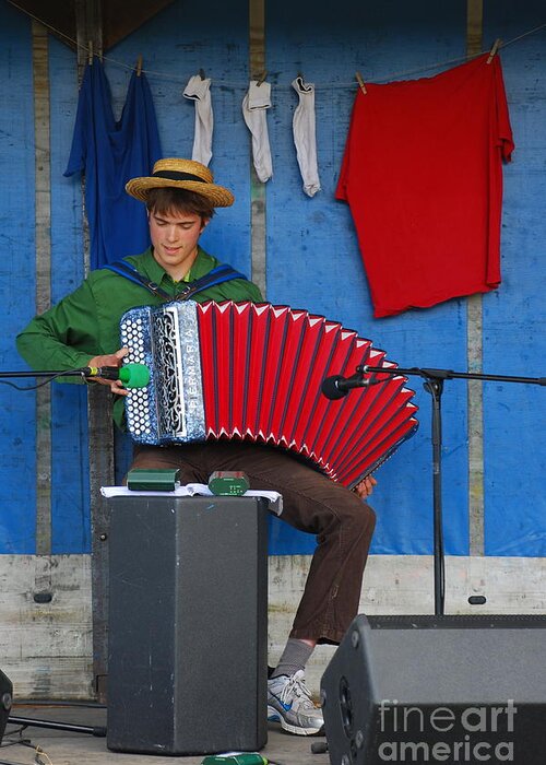 Musician Greeting Card featuring the photograph The accordion Player by Joe Cashin