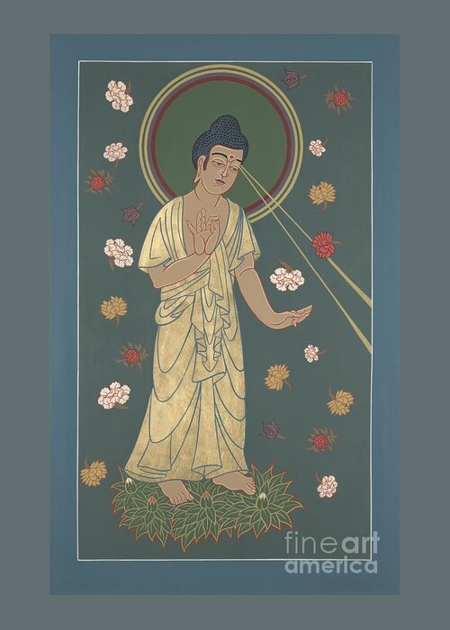 Amitabha Buddha Descending Greeting Card featuring the painting The Amitabha Buddha Descending 247 by William Hart McNichols