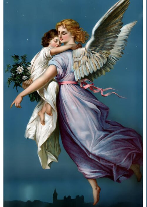 Vintage Poster Greeting Card featuring the painting The Angel of Peace by Terry Reynoldson