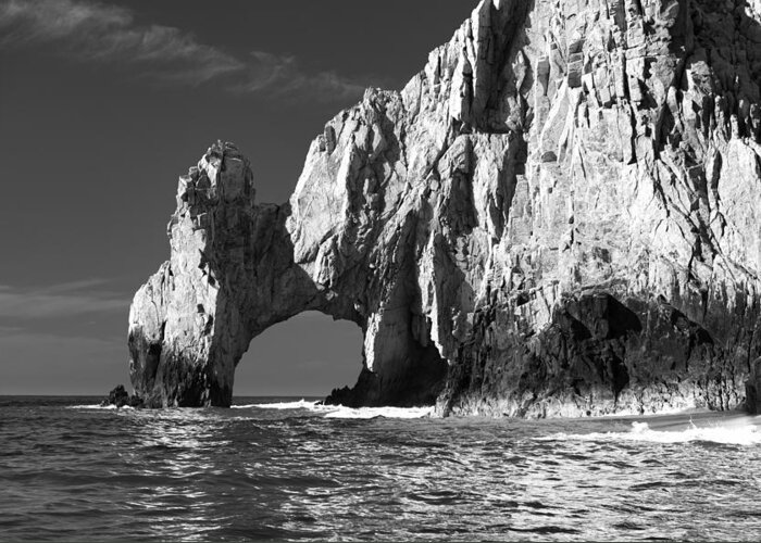Los Cabos Greeting Card featuring the photograph The Arch Cabo San Lucas in Black and White by Sebastian Musial