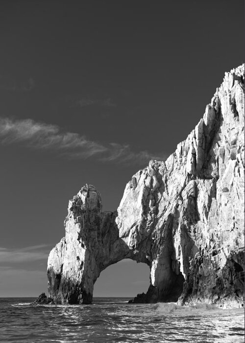 Los Cabos Greeting Card featuring the photograph The Arch in Black and White by Sebastian Musial