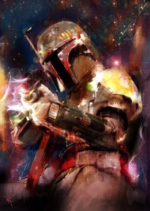 Boba Fett Greeting Card featuring the mixed media The Bad Guy by Russell Pierce