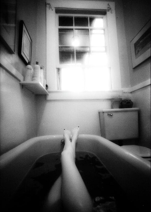 Nude Greeting Card featuring the photograph The Bath by Lindsay Garrett