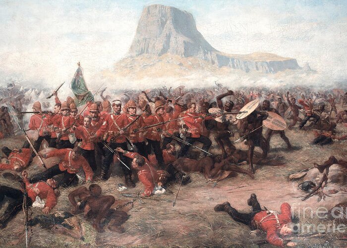 South Africa Greeting Card featuring the painting The Battle Of Isandlwana The Last Stand by Charles Edwin Fripp
