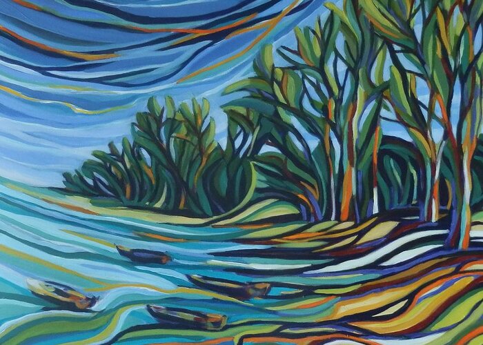 Bay Greeting Card featuring the painting The Bay in Colors by Zofia Kijak