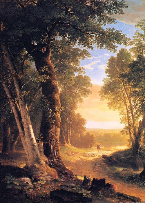 Beeches Greeting Card featuring the painting The Beeches by Asher Durand