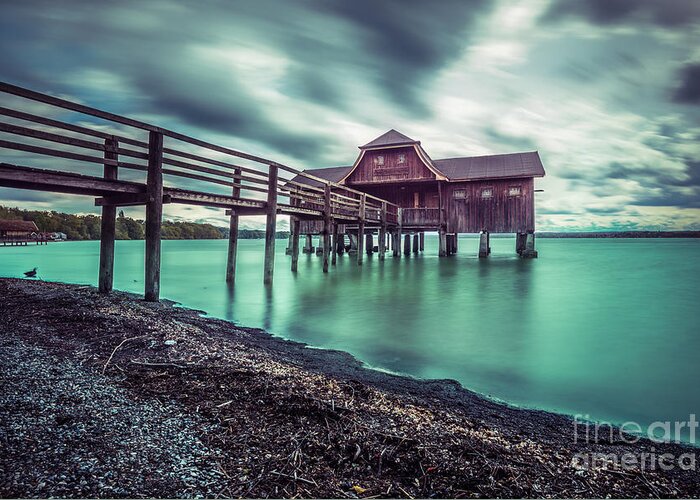 Ammersee Greeting Card featuring the photograph The big bath house by Hannes Cmarits