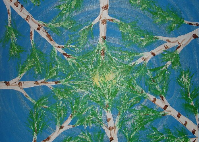Trees Greeting Card featuring the painting The Birches by Angie Butler