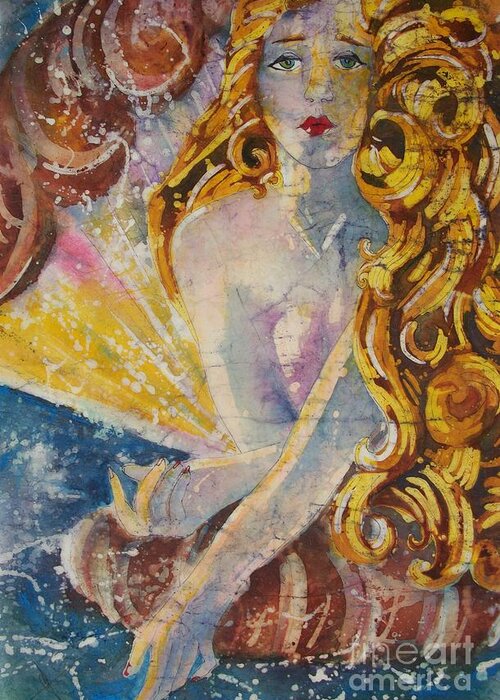 Greek Greeting Card featuring the painting The Birth of Aphrodite by Carol Losinski Naylor