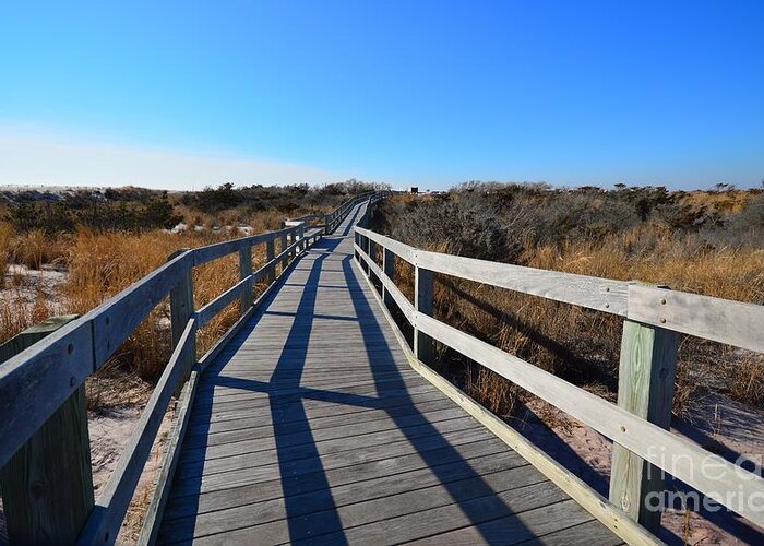 Lighthouse Boardwalk Greeting Card featuring the photograph The Boardwalk over the Dunes by Stacie Siemsen